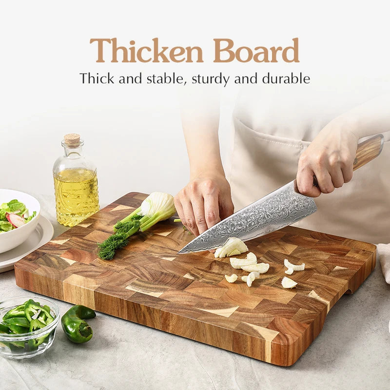 Cutting Board Double-Sided Using Premium Acacia Wood Splicing Chopping Board Drain Water and Damp-Proof Kitchen Tools