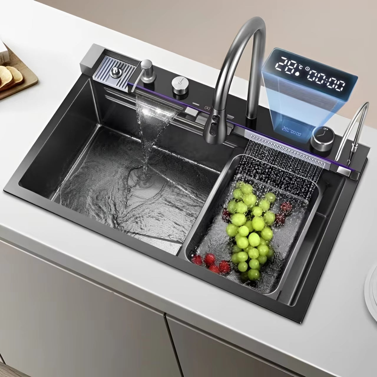 Kitchen Sink, Dual Waterfall Faucet, 5-Button Control, Premium Sink, Manufacturer'S Lowest Price