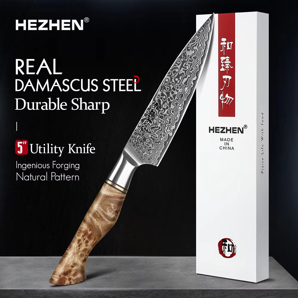 5 Inch Utility Knife Real 67 Layer Damascus Super Steel Super Cook Knife Pretty Peeling Knife Super Sharp Kitchen Knife