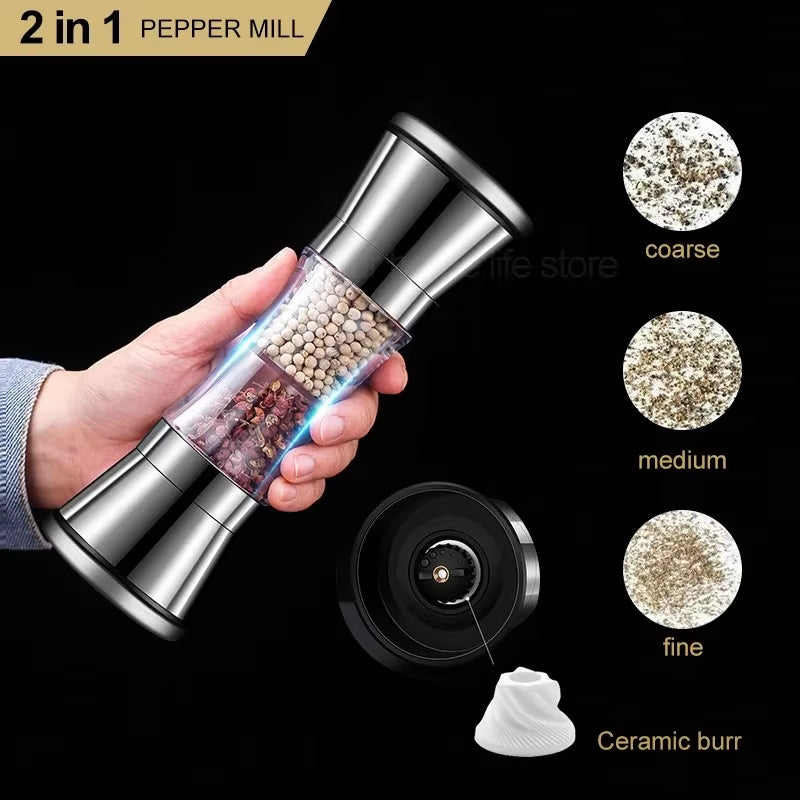 Two-in-One Stainless Steel Pepper & Salt Grinder