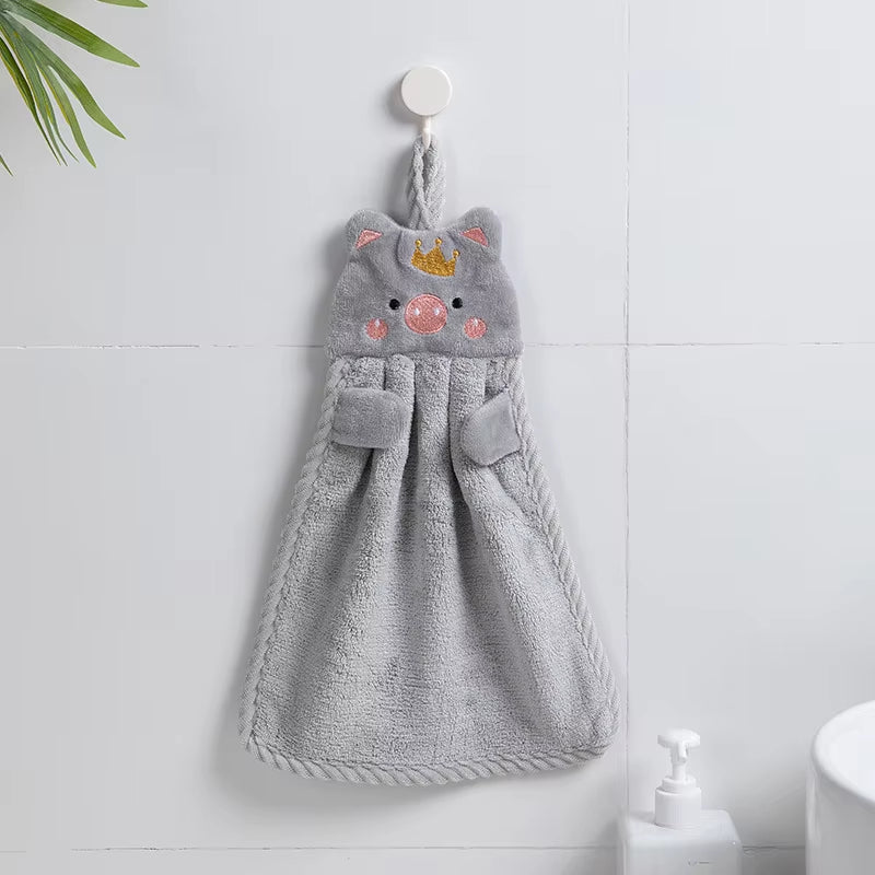 Korean Style Coral Velvet Hangable Kitchen & Bathroom Towel