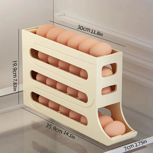 4-Tier Rolling Egg Organizer for Fridge Storage