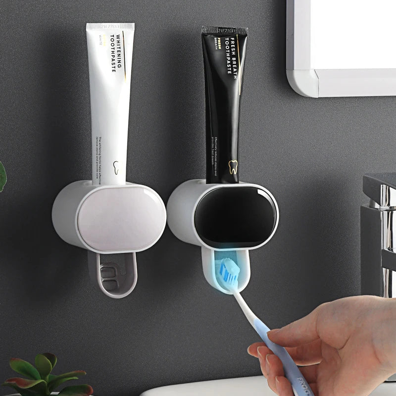 Automatic Toothpaste Dispenser & Toothbrush Holder for Bathroom