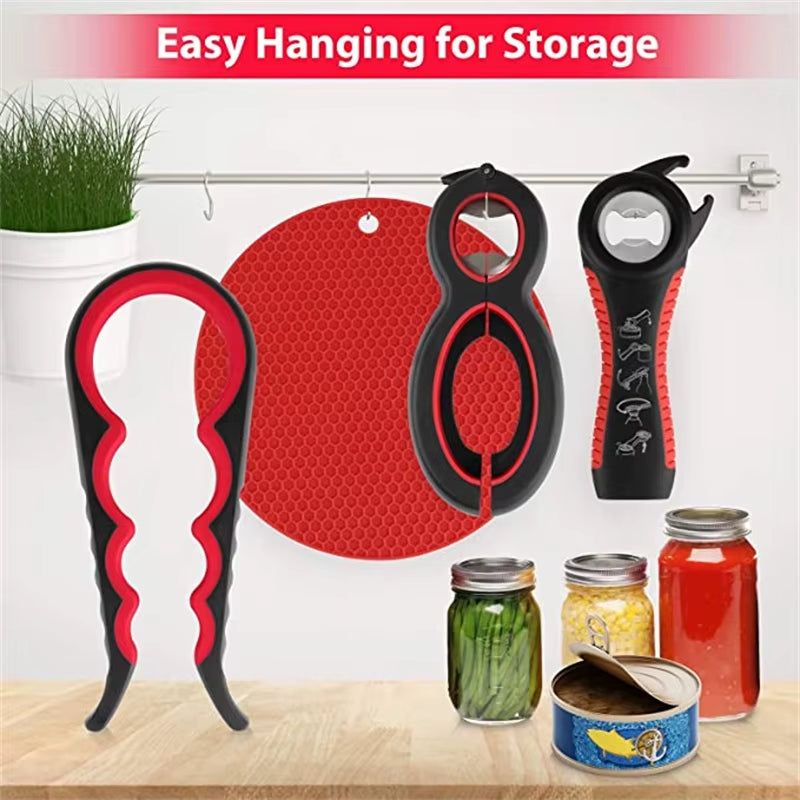 6-in-1 Jar and Bottle Opener with Non-Slip Grip