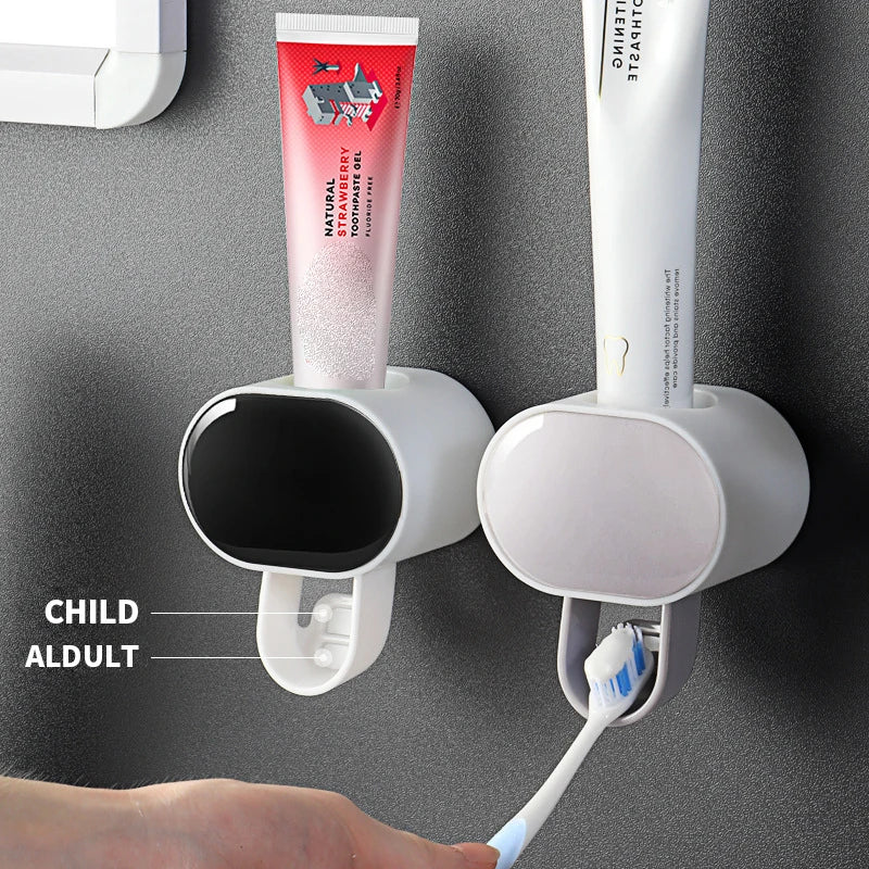 Automatic Toothpaste Dispenser & Toothbrush Holder for Bathroom