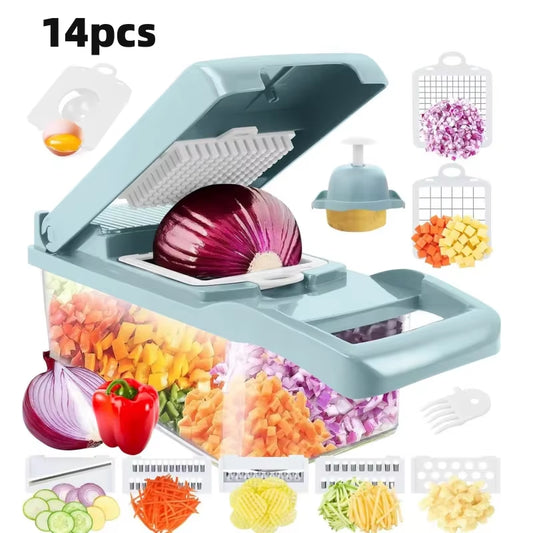 14-Piece Multi-Functional Kitchen Vegetable Cutter & Slicer Set