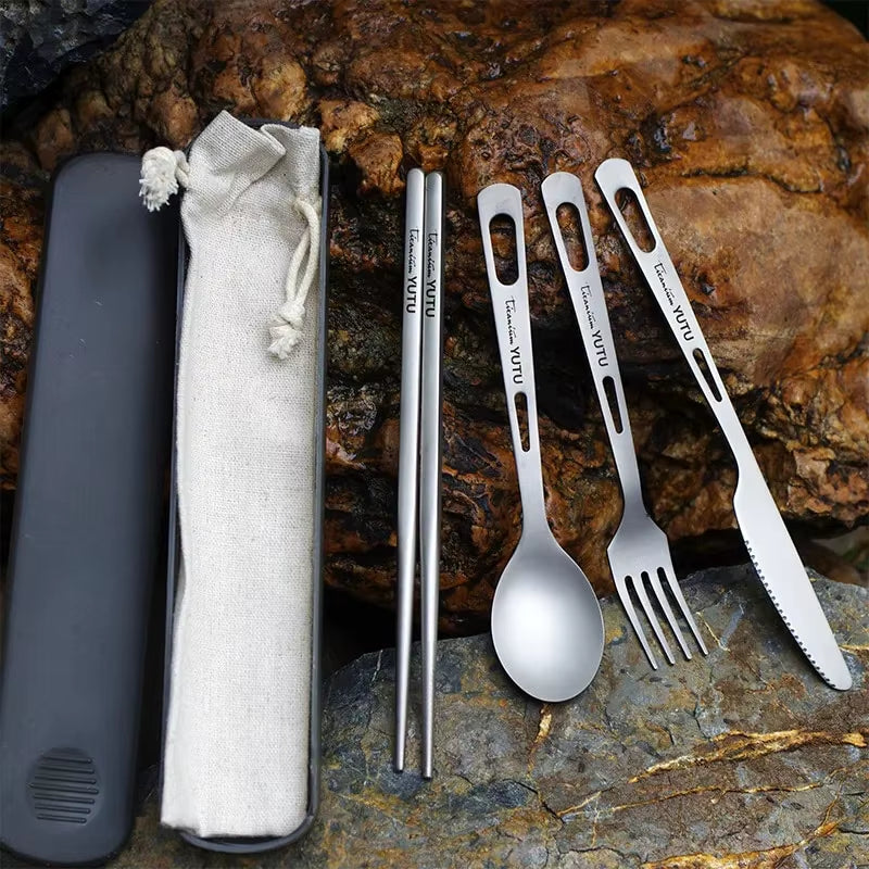 Portable Titanium Tableware Set for Outdoor & Travel