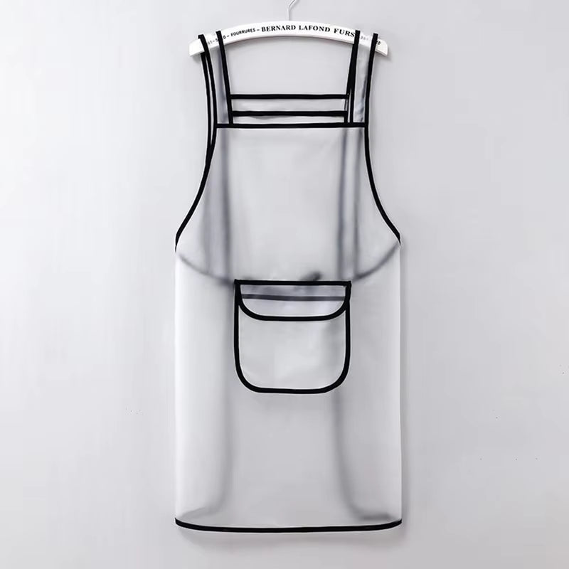 Waterproof Transparent Kitchen Apron – Oil & Stain Resistant for Home, BBQ, & Cafe Use