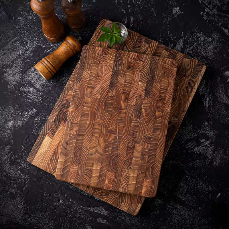 Premium Teak Wood Cutting Board - Large (16.5"x11.8") & Medium (13.3"x9.5"), 1" Thick, Ideal for Holidays