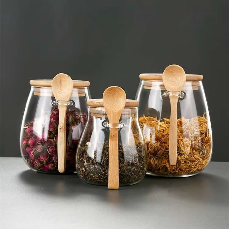 Airtight Glass Food Storage Jars with Lids – Sealed Hermetic Containers for Sugar, Tea & Coffee