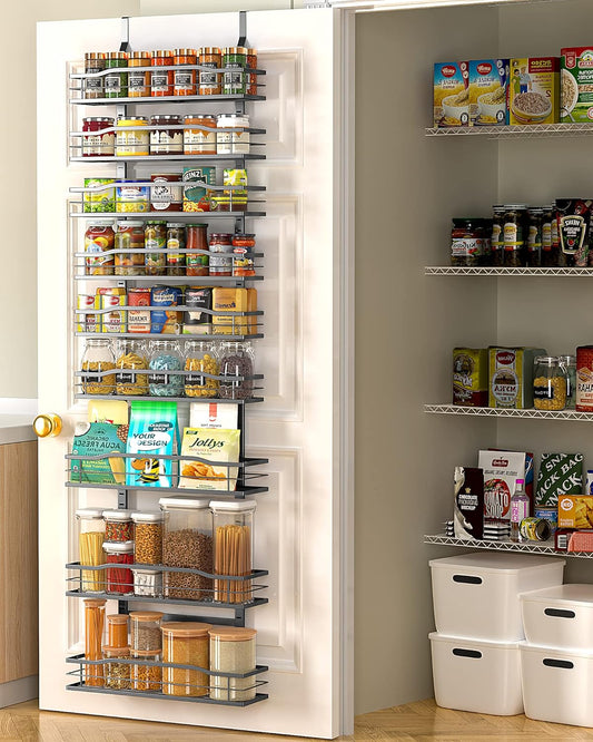 9-Tier Over-the-Door Pantry Organizer, Black Hanging Spice Rack & Storage