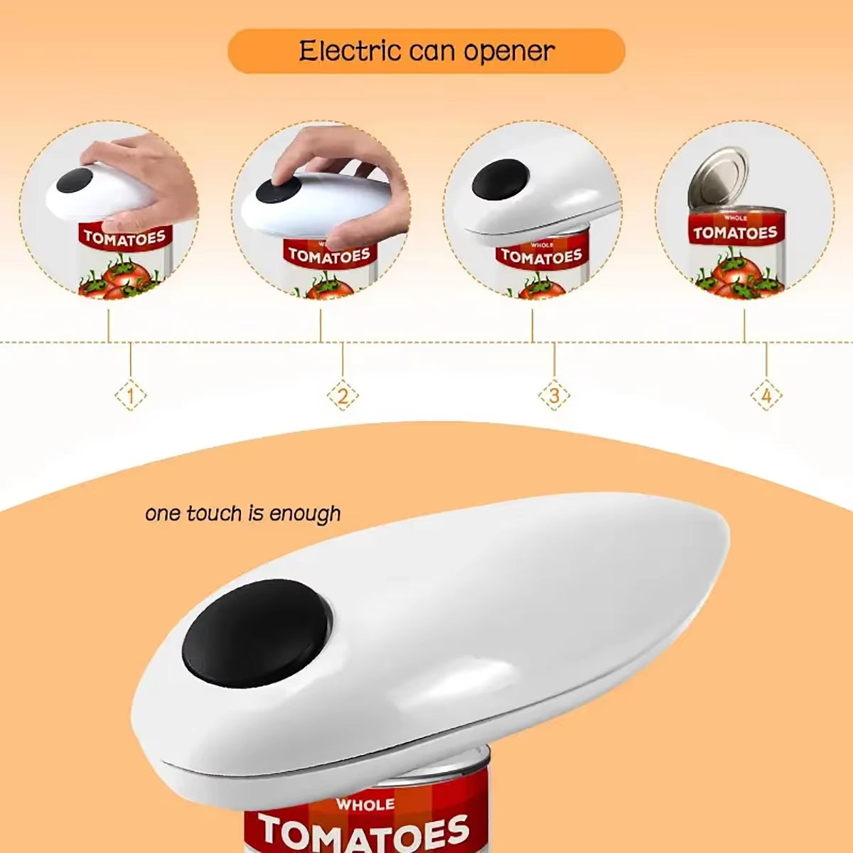 Electric Can Opener Easy and Easy to Open Cans and Bottles Complimentary 8-Character Bottle Opener (Self Provided 2 AA Batteries