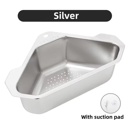 Stainless Steel Triangle Sink Basket with Suction Cup