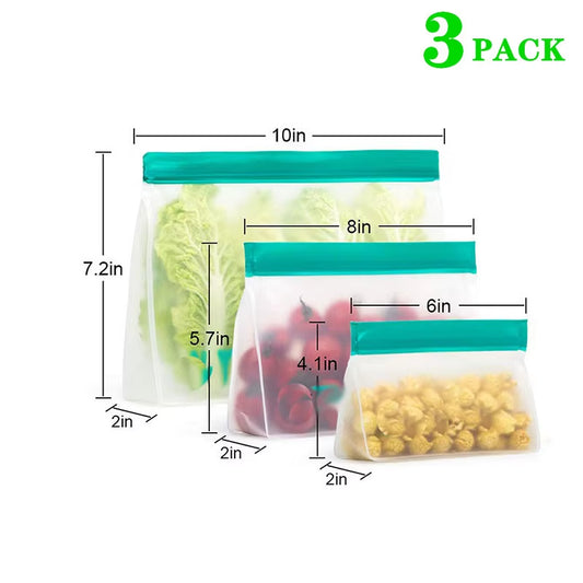 Leakproof Reusable Silicone Food Storage Bag – Stand Up Freezer & Ziplock Container