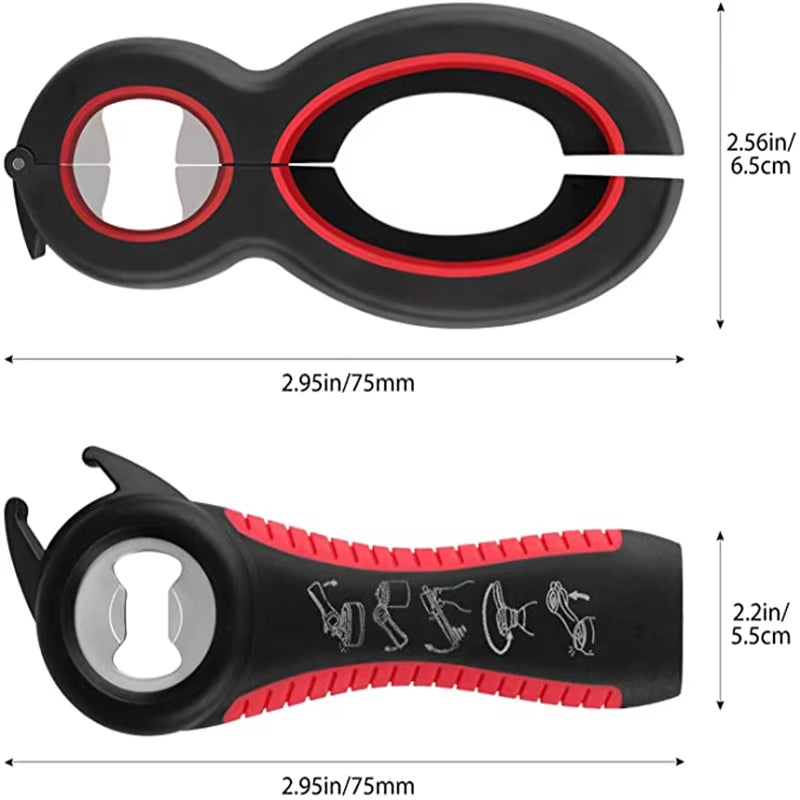 6-in-1 Jar and Bottle Opener with Non-Slip Grip