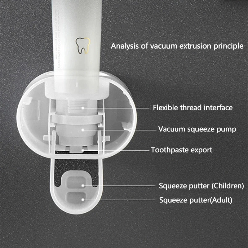 Automatic Toothpaste Dispenser & Toothbrush Holder for Bathroom