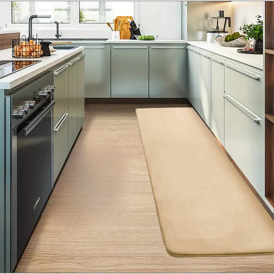 Absorbent Non-Slip Flannel Kitchen Floor Mats - Dirt-Resistant Entrance Strips