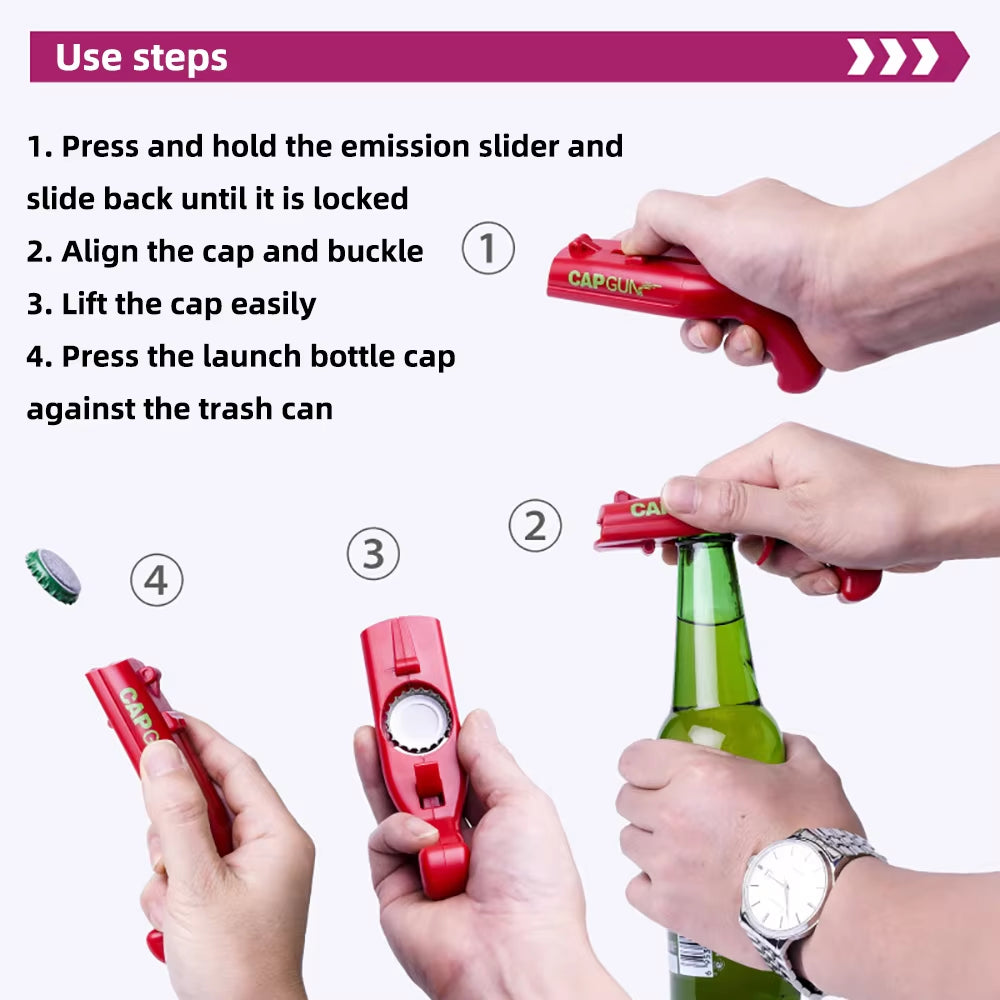 Cap Gun Beer Bottle Opener Portable Beverage Drinking Opening Gun Cap Launcher Kitchen Party Supply Bar Tool Kitchen Accessories