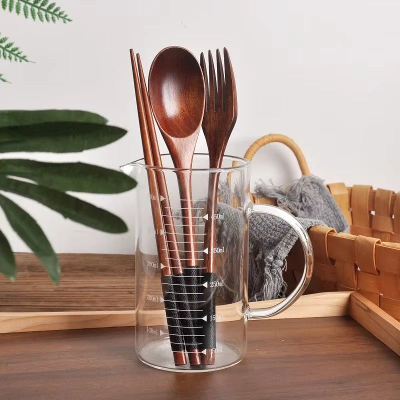 Eco-Friendly Wooden Travel Cutlery Set – Spoon, Fork, Chopsticks