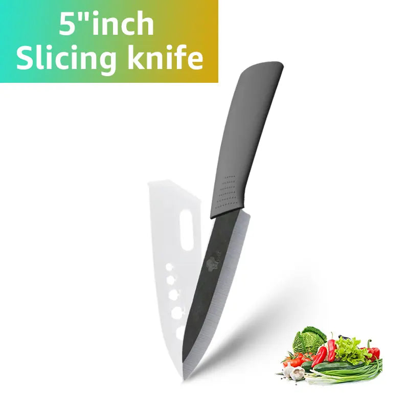 Ceramic Kitchen Knife Set (3-6 Inch) – Chef, Utility, Slicer & Peeler, White Zirconia Blades