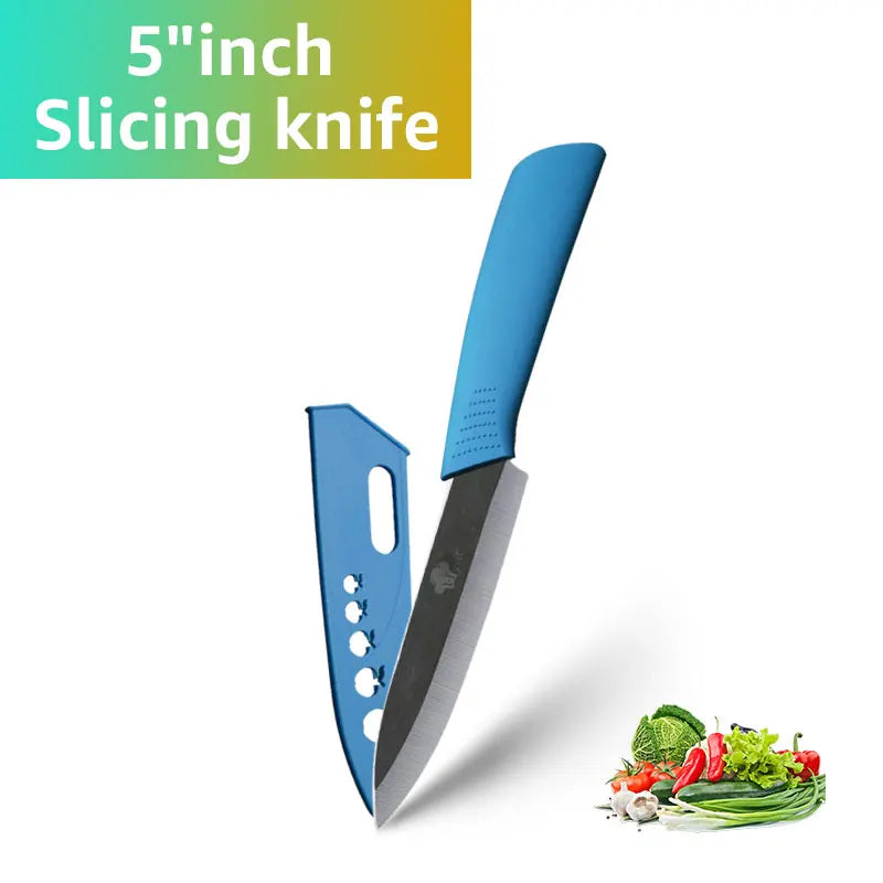 Ceramic Kitchen Knife Set (3-6 Inch) – Chef, Utility, Slicer & Peeler, White Zirconia Blades