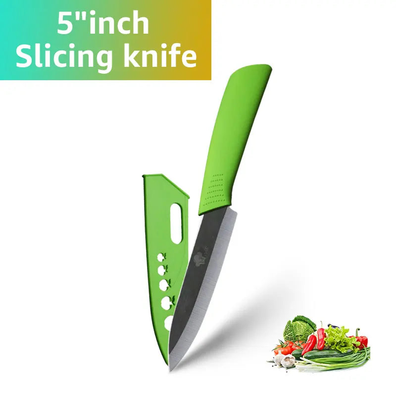 Ceramic Kitchen Knife Set (3-6 Inch) – Chef, Utility, Slicer & Peeler, White Zirconia Blades