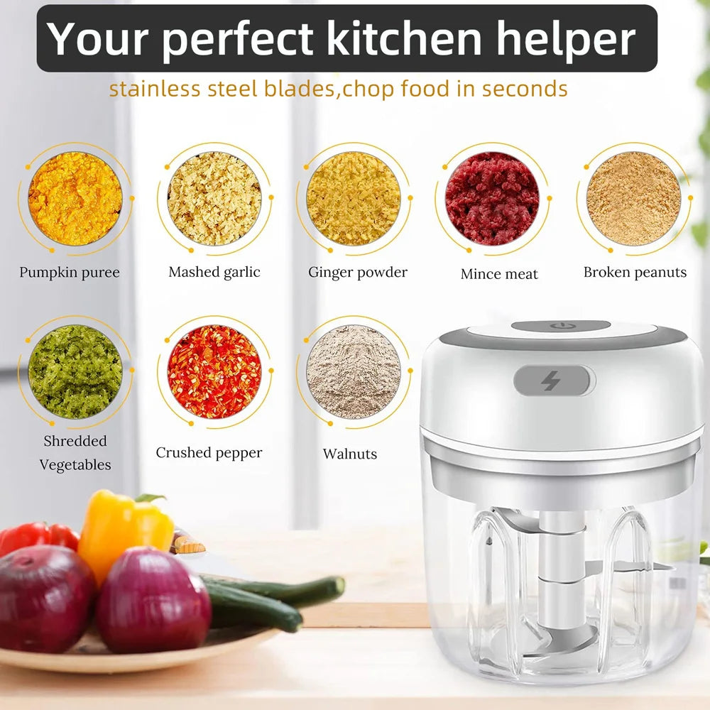 USB Mini Electric Food Chopper: Garlic, Meat & Veggie Grinder