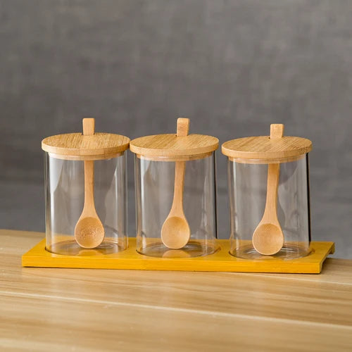 Nordic Glass Spice Jar Set with Lids – Kitchen Storage Containers