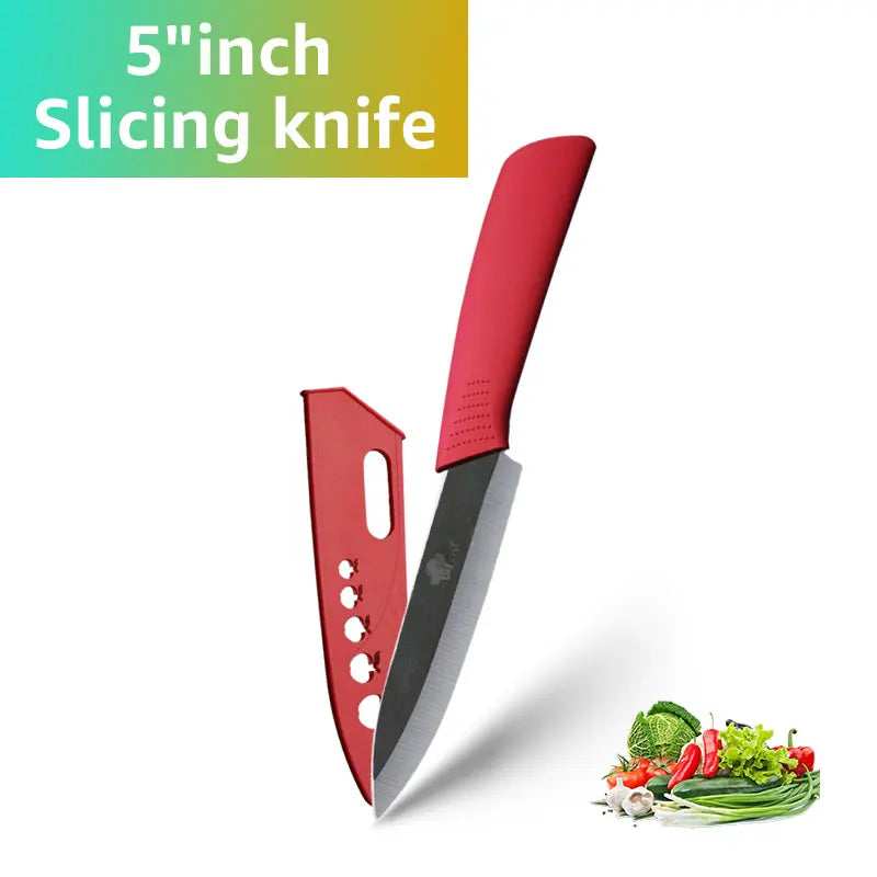 Ceramic Kitchen Knife Set (3-6 Inch) – Chef, Utility, Slicer & Peeler, White Zirconia Blades