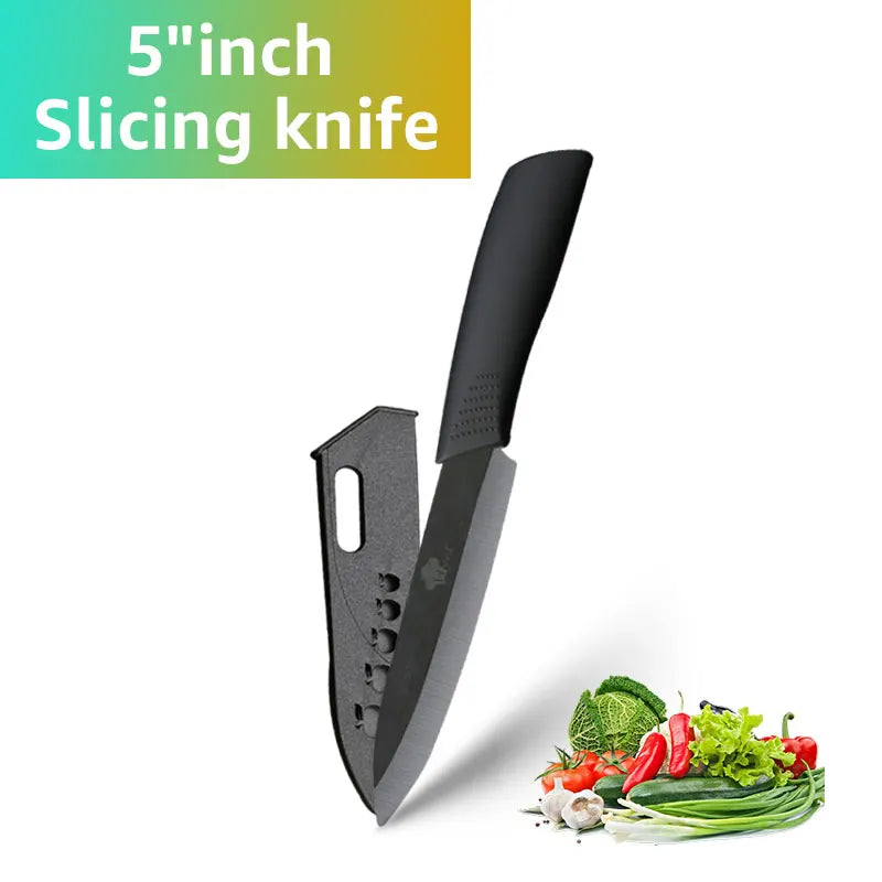 Ceramic Kitchen Knife Set (3-6 Inch) – Chef, Utility, Slicer & Peeler, White Zirconia Blades