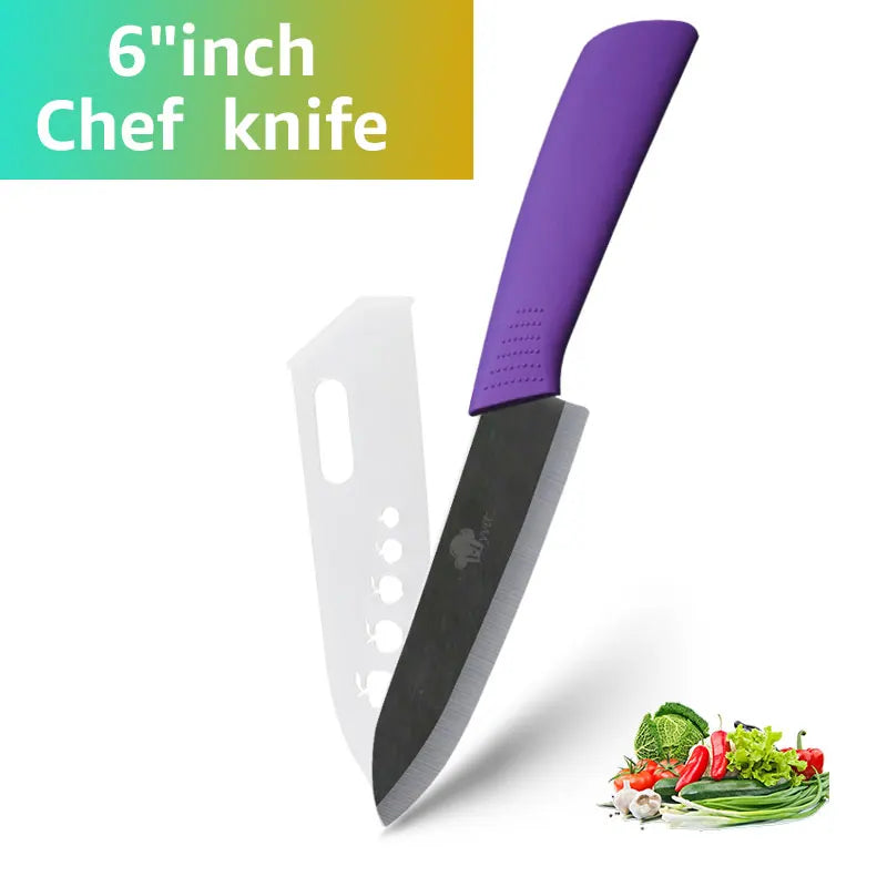 Ceramic Kitchen Knife Set (3-6 Inch) – Chef, Utility, Slicer & Peeler, White Zirconia Blades