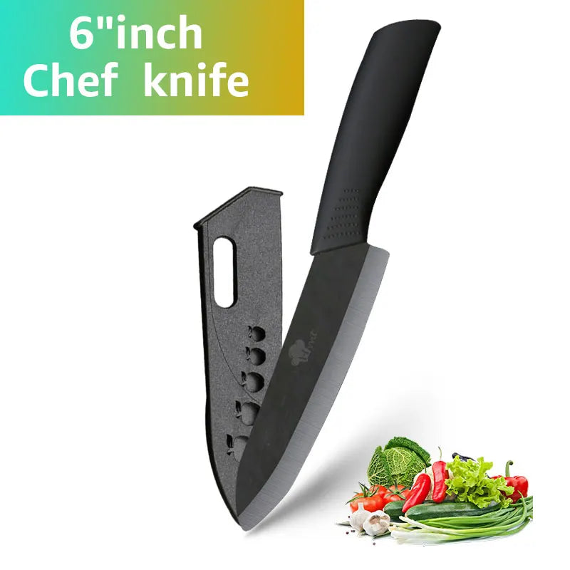 Ceramic Kitchen Knife Set (3-6 Inch) – Chef, Utility, Slicer & Peeler, White Zirconia Blades