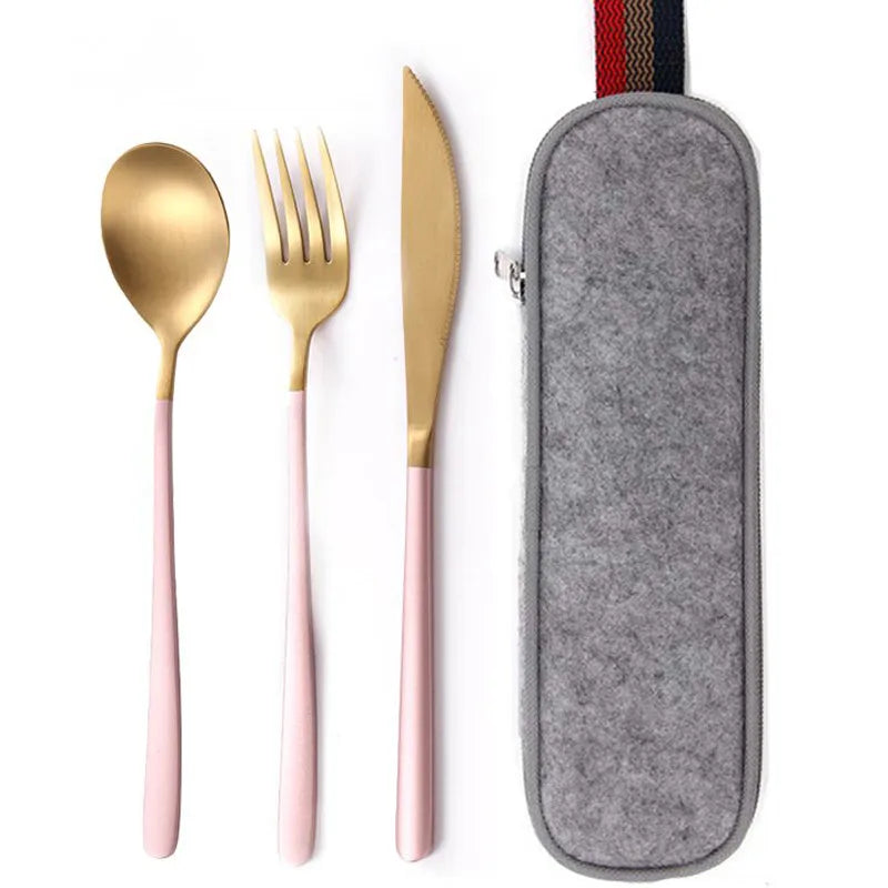 8-Piece Reusable Travel Cutlery Set with Case