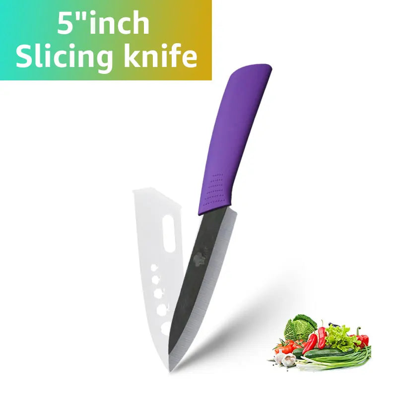 Ceramic Kitchen Knife Set (3-6 Inch) – Chef, Utility, Slicer & Peeler, White Zirconia Blades