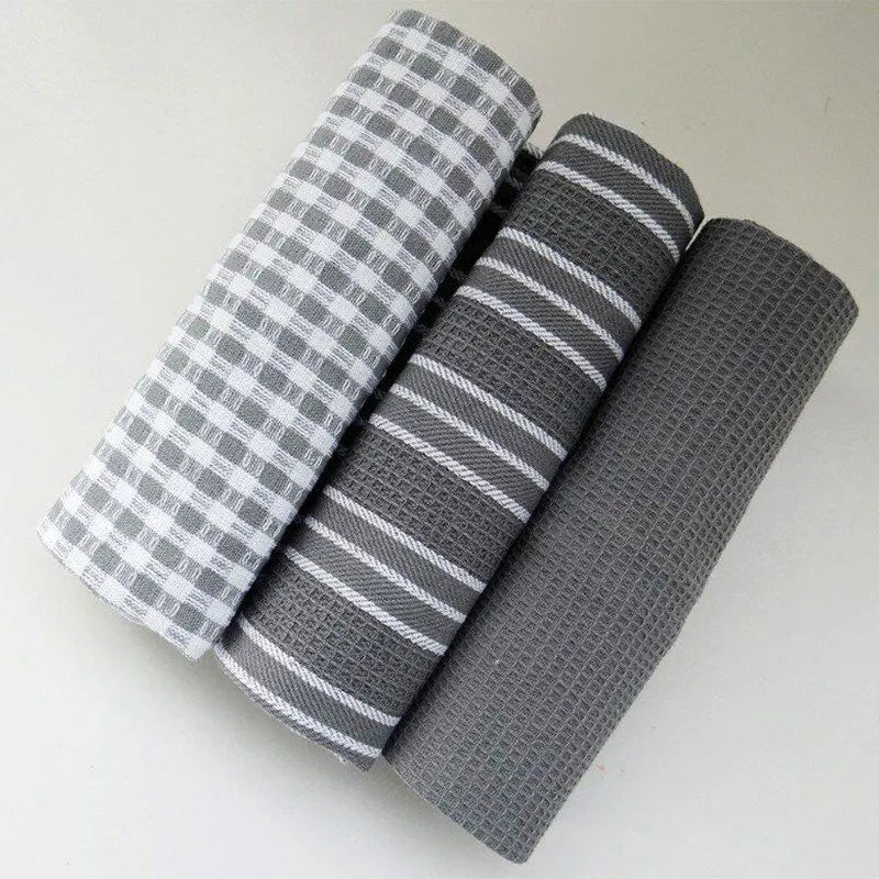 3Pcs Natural Cotton Kitchen Towels – Absorbent, Lint-Free, Machine Washable