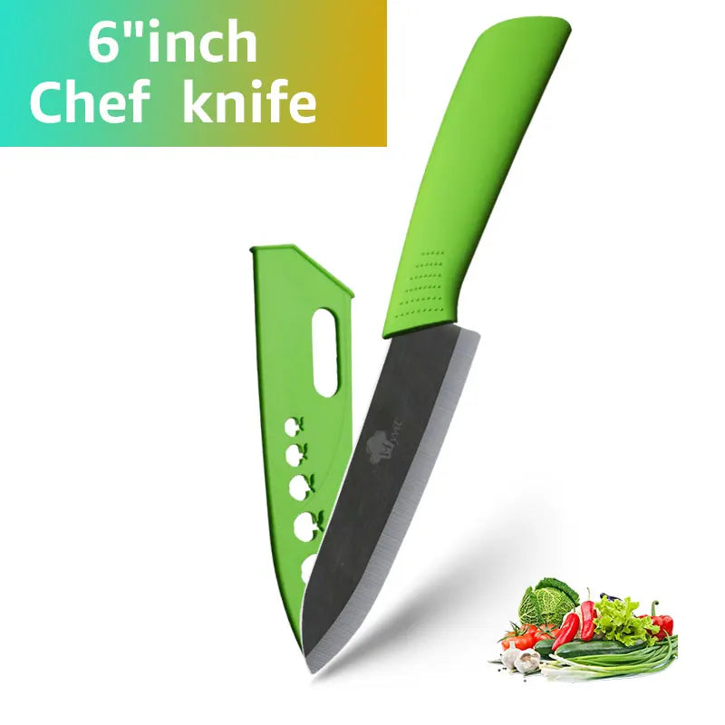 Ceramic Kitchen Knife Set (3-6 Inch) – Chef, Utility, Slicer & Peeler, White Zirconia Blades