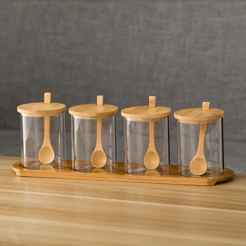 Nordic Glass Spice Jar Set with Lids – Kitchen Storage Containers