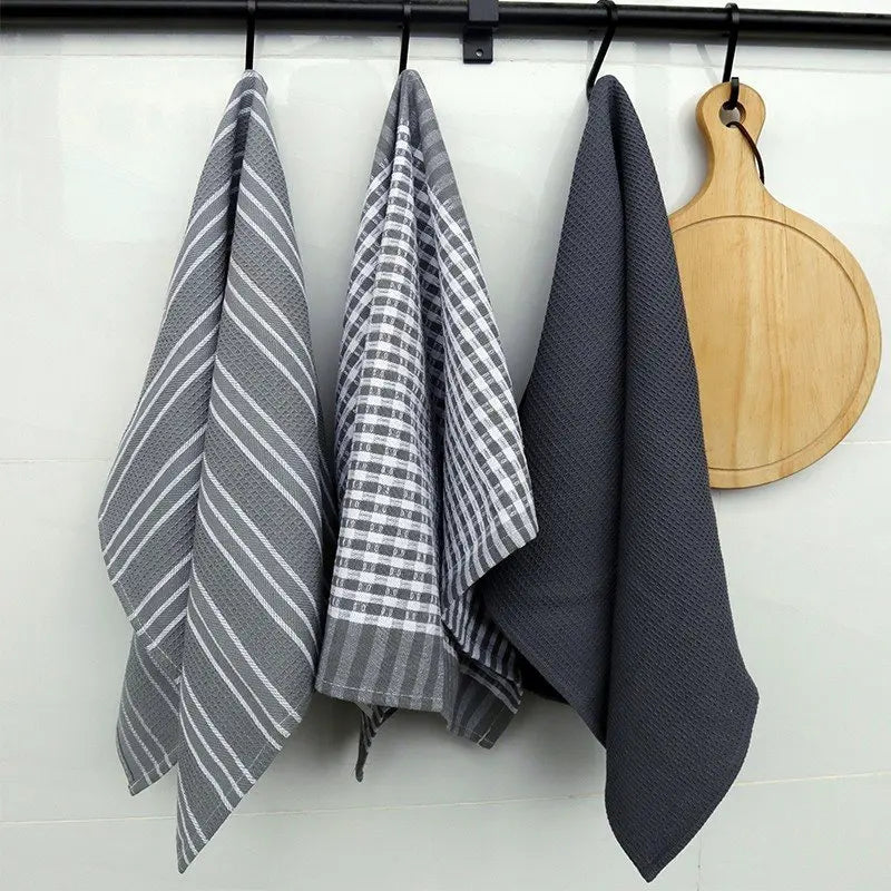 3Pcs Natural Cotton Kitchen Towels – Absorbent, Lint-Free, Machine Washable