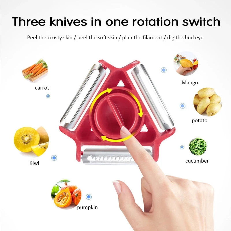 3-in-1 Magic Trio Peeler Set – Slicer, Shredder, Julienne Cutter & Zester