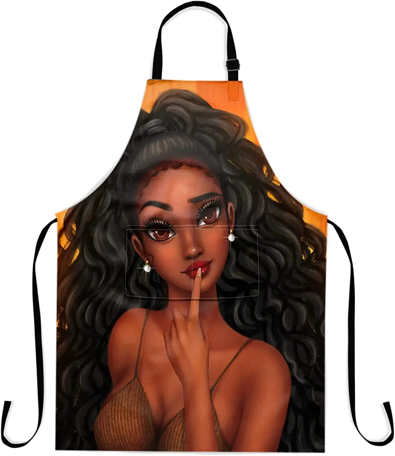 Afro Woman Apron with Pocket – Adjustable 33x28" Cooking, BBQ & Gardening