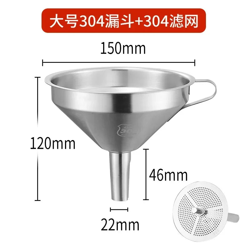 Stainless Steel Funnel with Filter – Wide Mouth for Canning & Kitchen Use