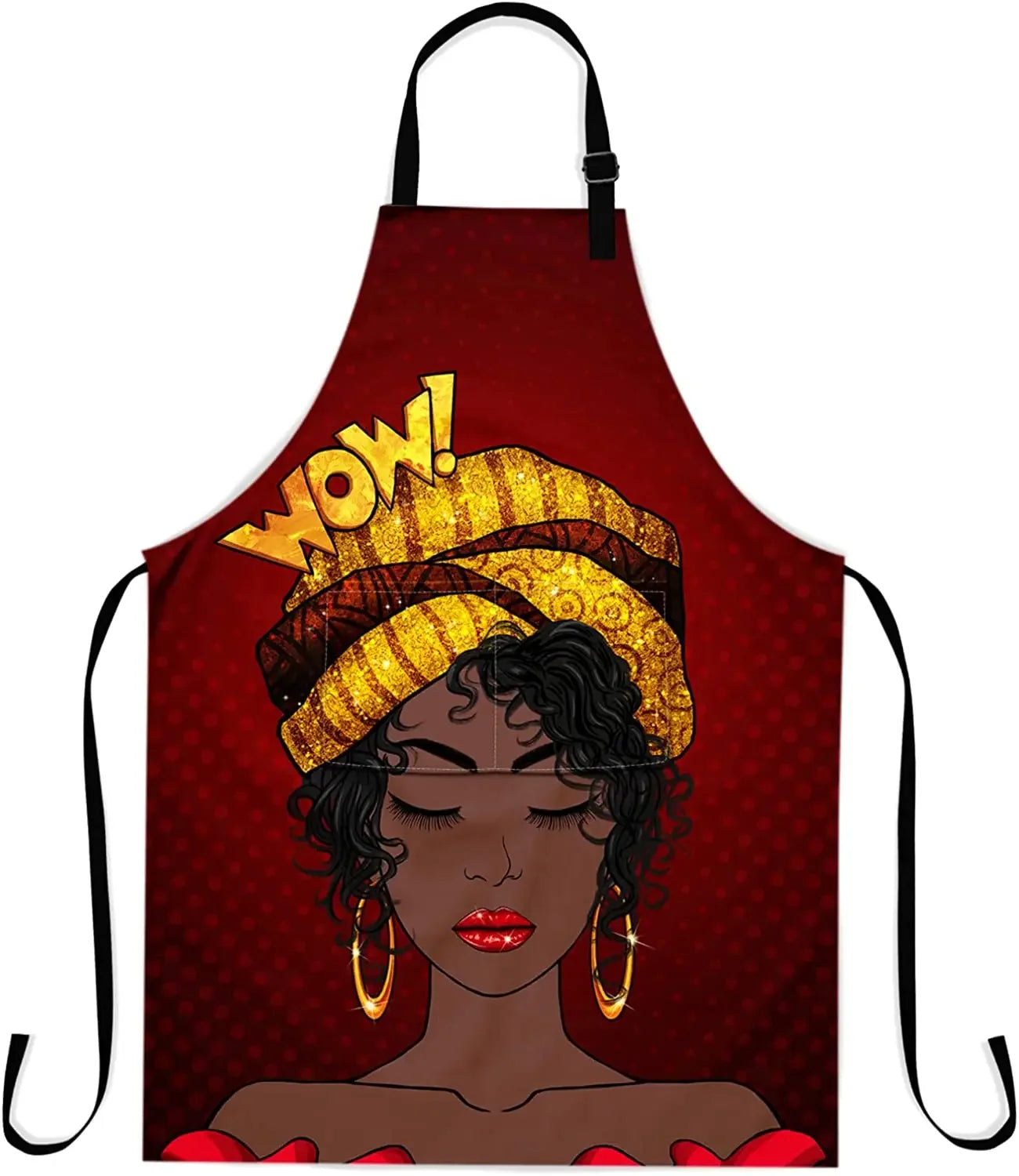 Afro Woman Apron with Pocket – Adjustable 33x28" Cooking, BBQ & Gardening