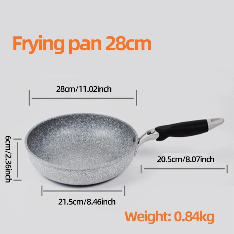 Stone Non-Stick Frying Pan – 28/26/24/20cm, Induction & Gas Stove Compatible