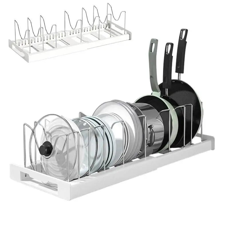 Expandable Stainless Steel Kitchen Cabinet Organizer & Pot Rack