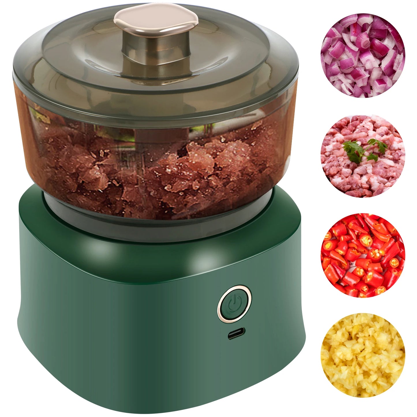 350ml Mini Electric Food Chopper - Cordless USB Grinder for Meat, Veggies, & Baby Food