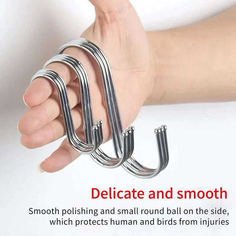 S-Shape Stainless Steel Hook 10/50 Pcs for Clothes, Towels, Plants & More