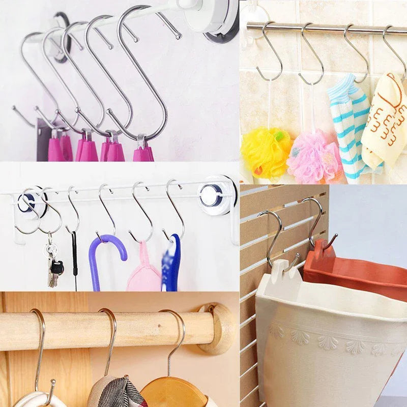 S-Shape Stainless Steel Hook 10/50 Pcs for Clothes, Towels, Plants & More