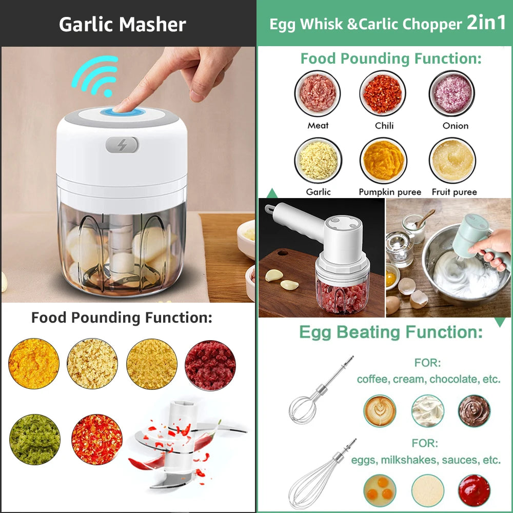 USB Mini Electric Food Chopper: Garlic, Meat & Veggie Grinder