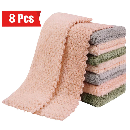 8Pcs Super Absorbent Microfiber Kitchen Dish Towels - Quick Dry & Durable