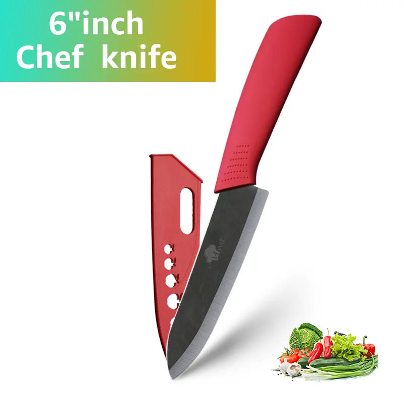 Ceramic Kitchen Knife Set (3-6 Inch) – Chef, Utility, Slicer & Peeler, White Zirconia Blades